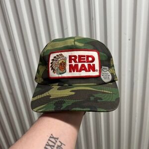 Vintage USA made rare red men chewing tobacco camo‎ snap back hat
